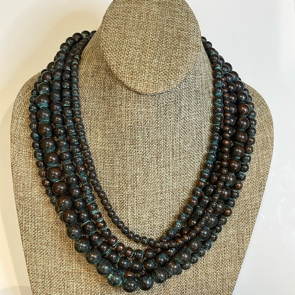 Jewelry - Multi Strand Patina Beaded Ajustable Necklace